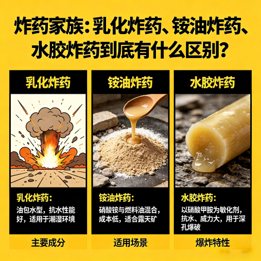 玉泉炸药家族：乳化炸药、铵油炸药、水胶炸药到底有什么区别？